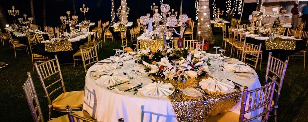 Outdoor wedding receptions at Serena Beach Resort & Spa