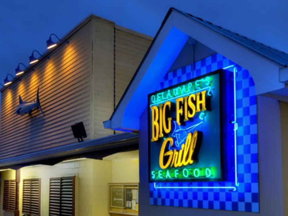 Exterior of Big Fish Grill Restaurant near Block Party Hotels