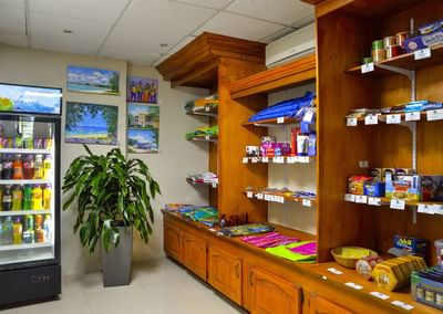 Well-stocked store with shelves full of food & drink items at Dover Beach Hotel