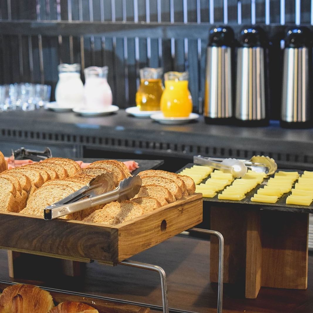 Closeup of a Breakfast buffet spread at Cyan Soho Neuguen Hotel