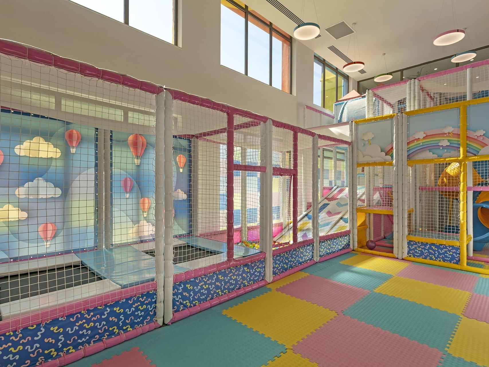 Upupa Kids Club with padded floors, nets and whimsical mural at Cullinan Belek