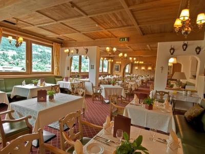 Restaurant at Tiefenbrunner Hotel in Kitzbühel, Austria