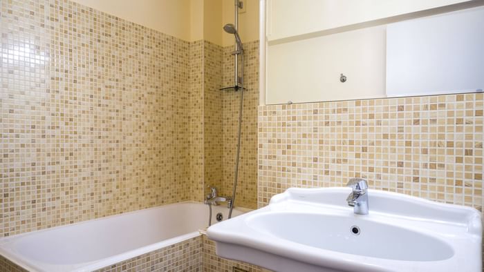 Interior of a bathroom in a room at Hotel Napoleon