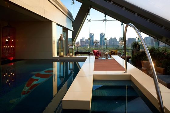 Exterior of The Suites with a pool at Hotel Eclat Beijing