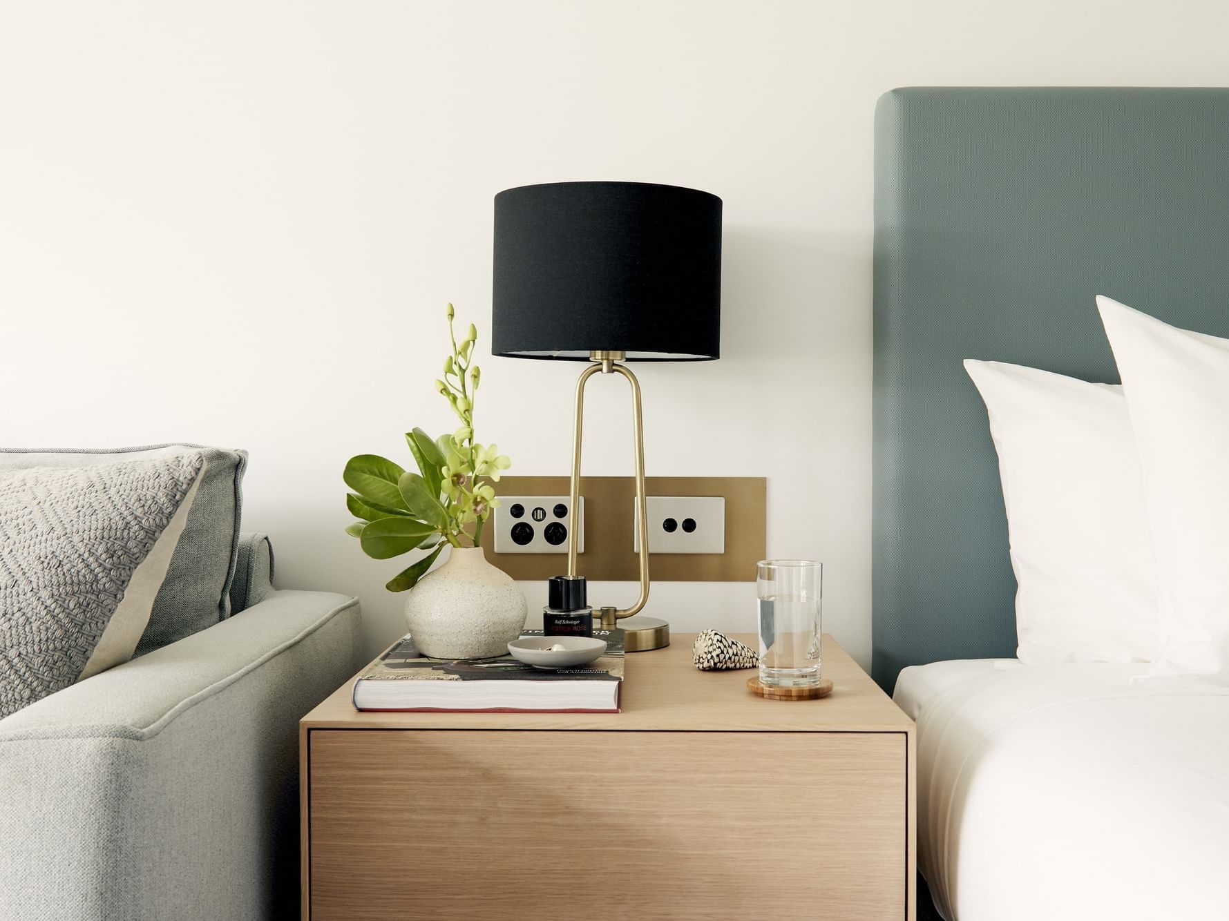 Lampshade on a nightstand in the Resort room at Daydream Island