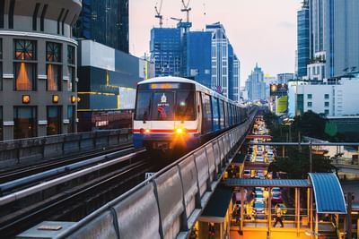 A train goes over a bridge in Thailand Bangkok.