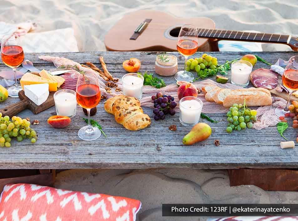 tasty food and drink, and guitar to celebrate bachelorette party on the beach - Grand Lexis PD