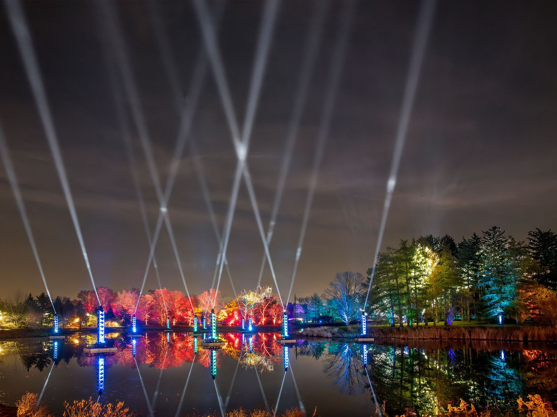 multi color lights in air outside 