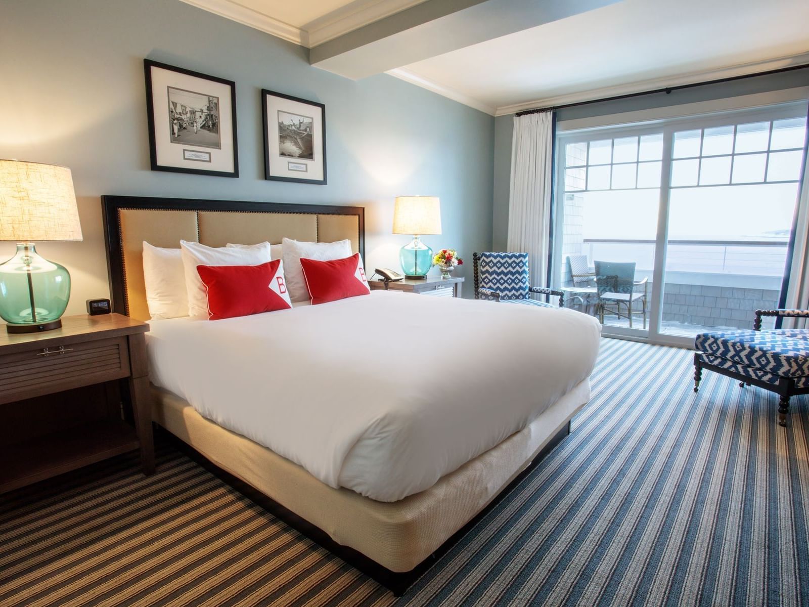 Bed in Oceanfront King Balcony at Beauport Hotel Gloucester