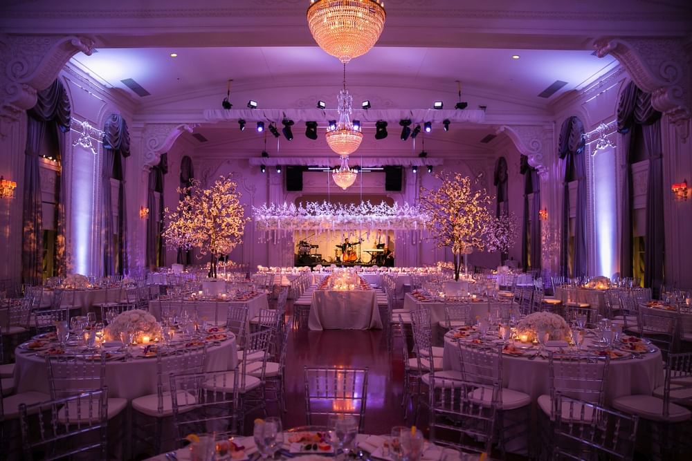 Arranged wedding table set-up at The Mayo Hotel
