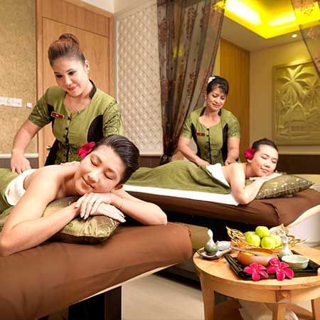 Two ladies enjoying a back massage at LexSpa - Grand Lexis Port Dickson