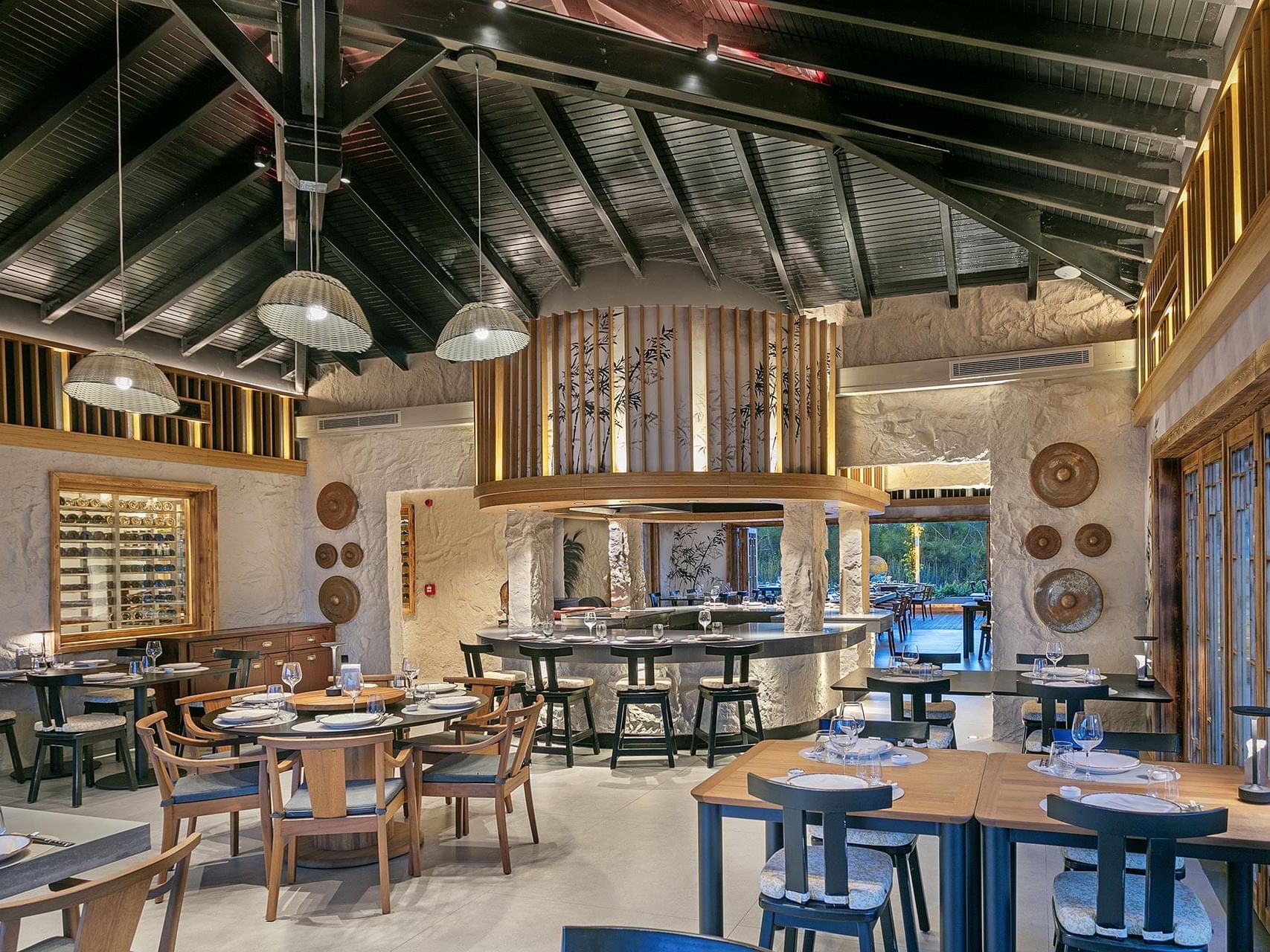 Indoor dining area of Norı Asian Restaurant at Titanic Deluxe Golf Belek