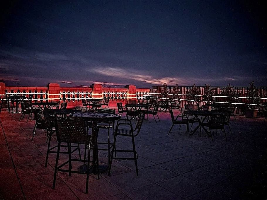 Dining set-up on Penthouse Terrace at The Mayo Hotel