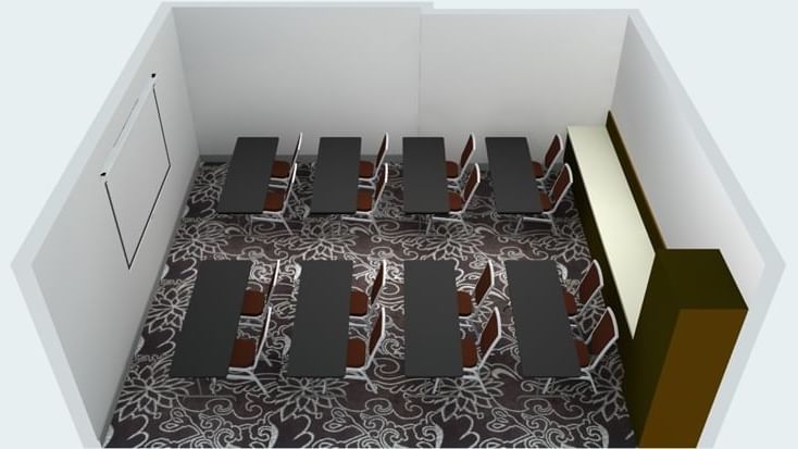 Table setup for event in Collins room at Novotel Melbourne