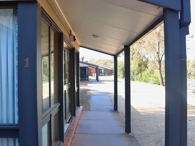 Terraced rooms with windows and walkways at La Trobe University Terraces.