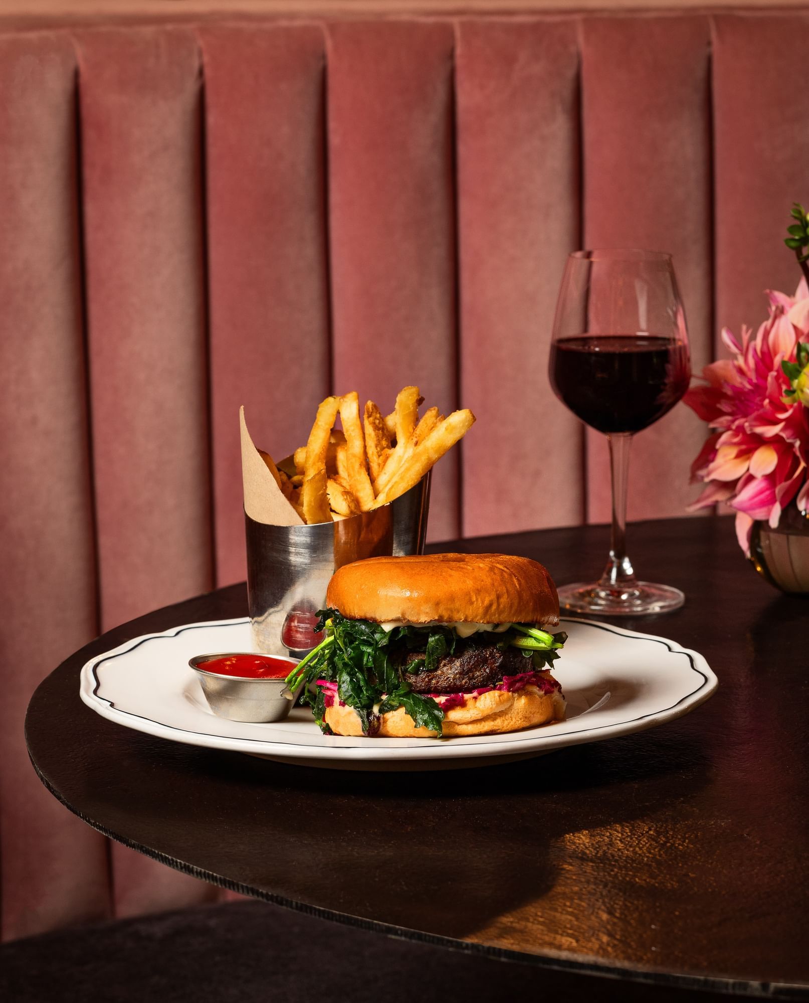 Burger on a table