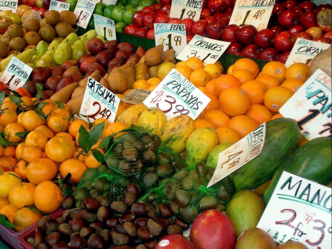 Stand of the fruit at the market near Paramount Hotel Seattle