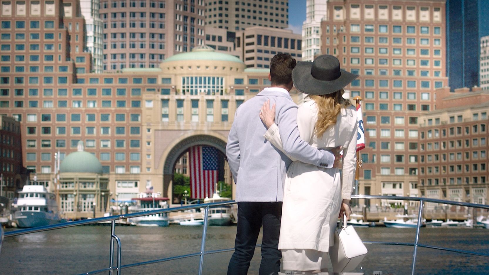 Happy couple at Rowes Wharf, Boston
