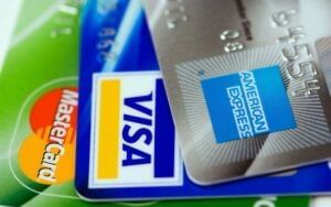 Close-up of payment cards at Rosen Inn International