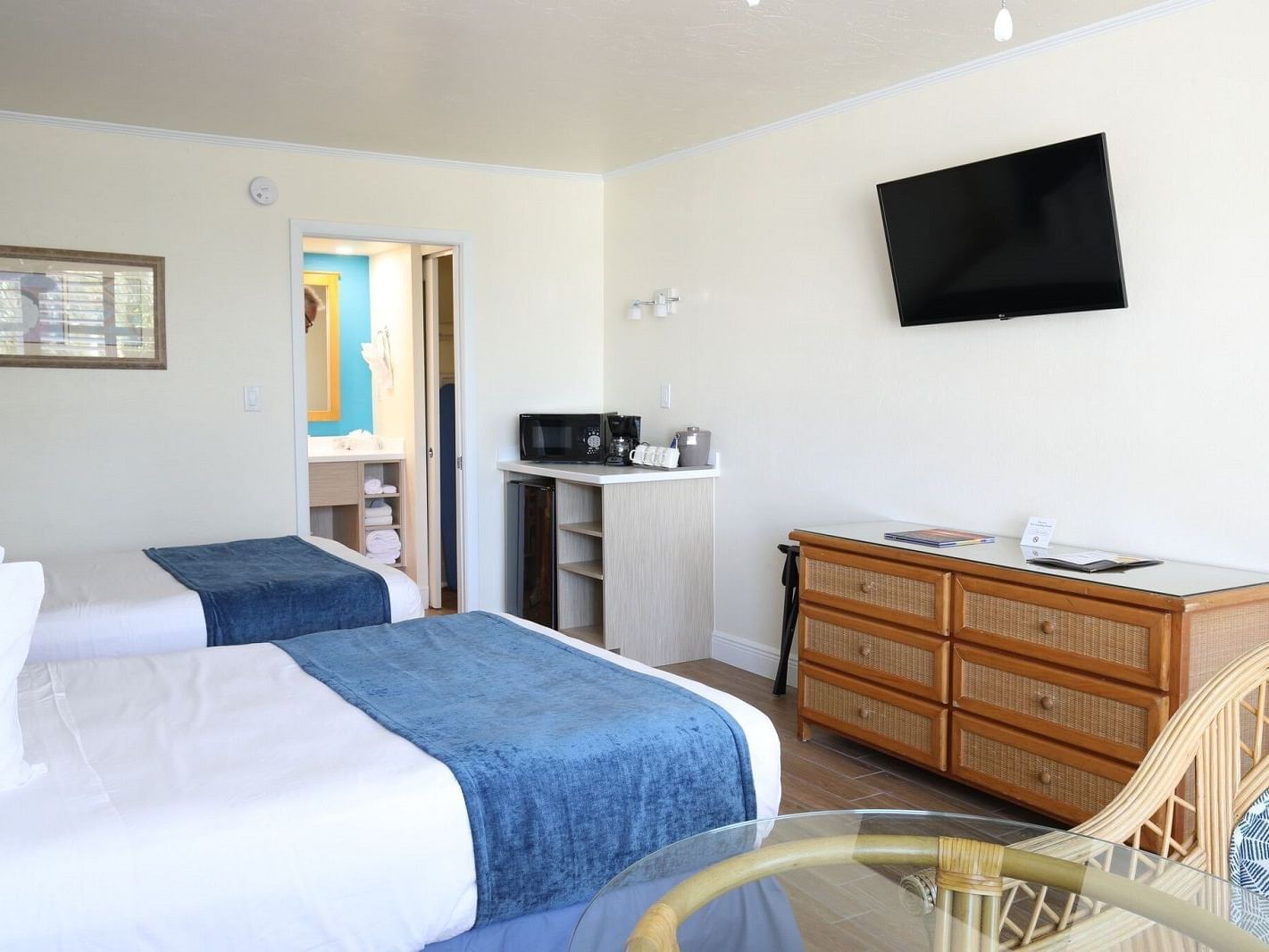 Double beds in Standard Guest Room at Outrigger Beach Resort