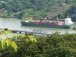 Trade ship on Panama lake near Gamboa Rainforest Resort