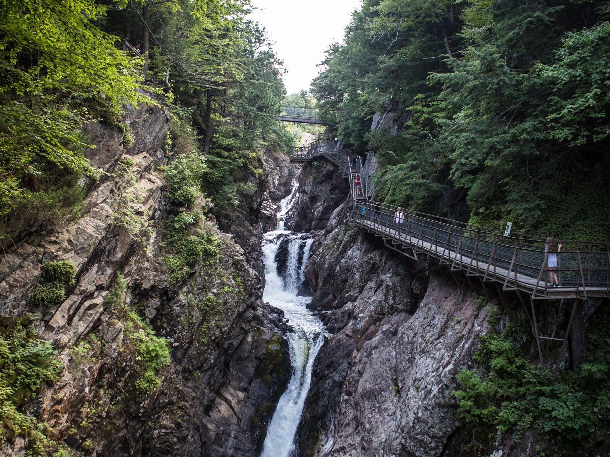 Platform walkways at High Falls Gorge waterfall near High Peaks