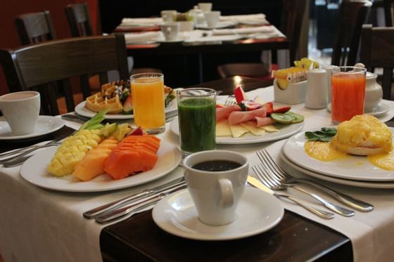 breakfast served on table