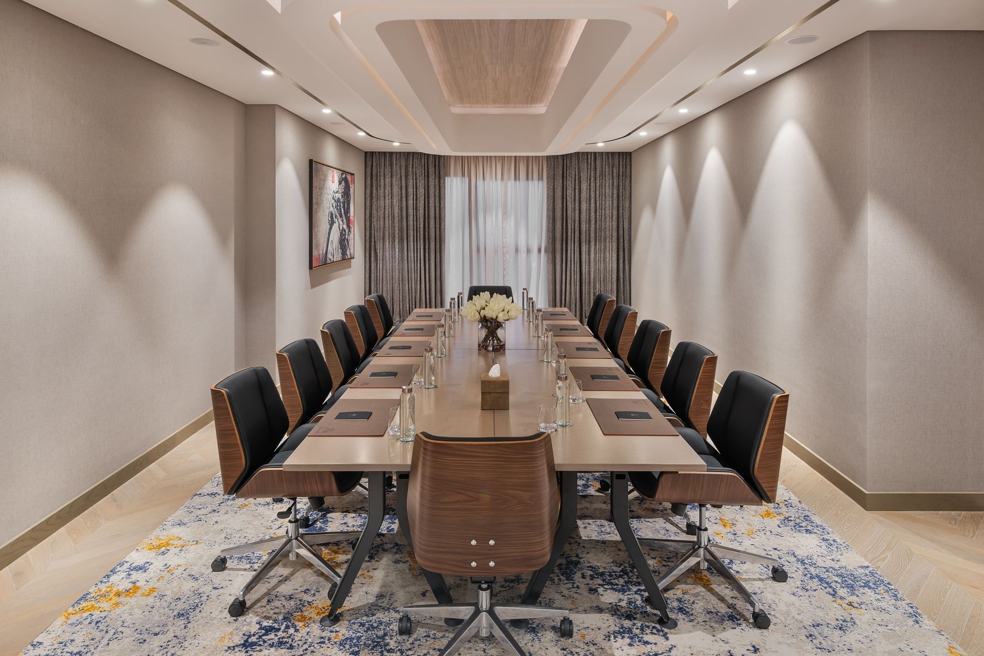 Boardroom set-up in Business Studio 2 at Paramount Hotel Midtown
