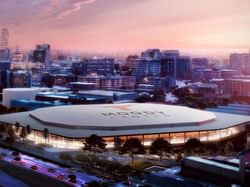 Aerial view of the Moody Center Arena near Austin Condo Hotel