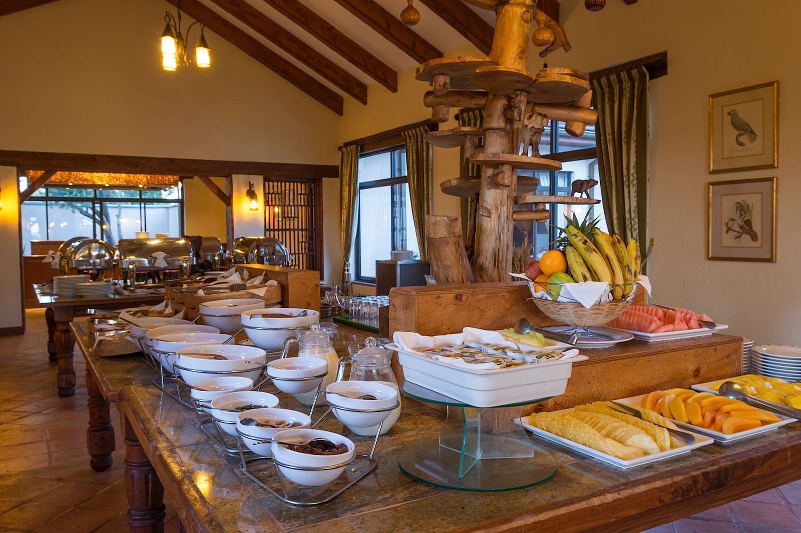 A buffet display in a Restaurant at Sweetwaters Serena Camp