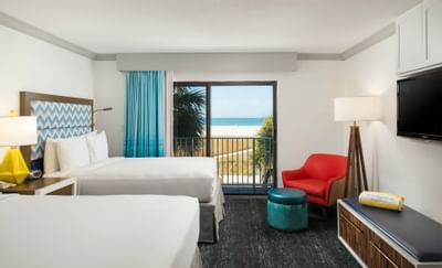 two beds in a hotel room