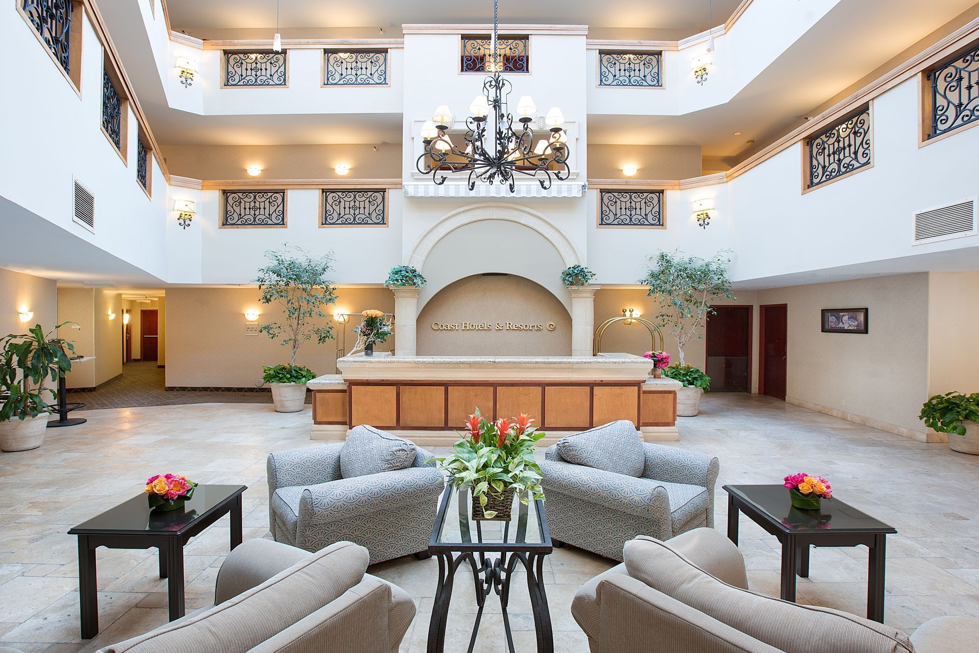 Atrium of luxurious hotel
