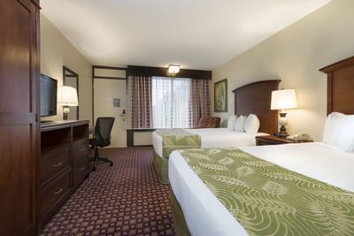 Twin beds & TV in Deluxe Double Room at Rosen Inn International