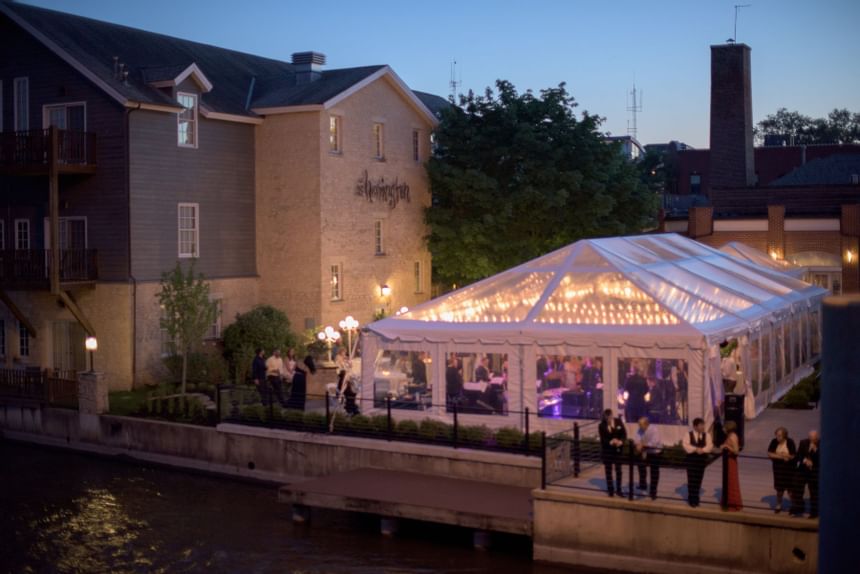 Exterior of tent set-up for a wedding, The Herrington Inn & Spa