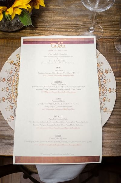 Menu card detailing the selection of dishes to be served on a specific date at The Stanley Hotel