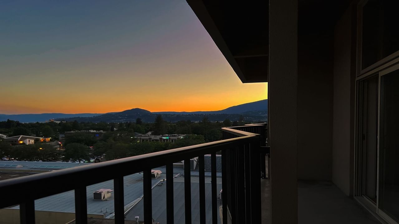 Balcony with sunset view of Kelowna