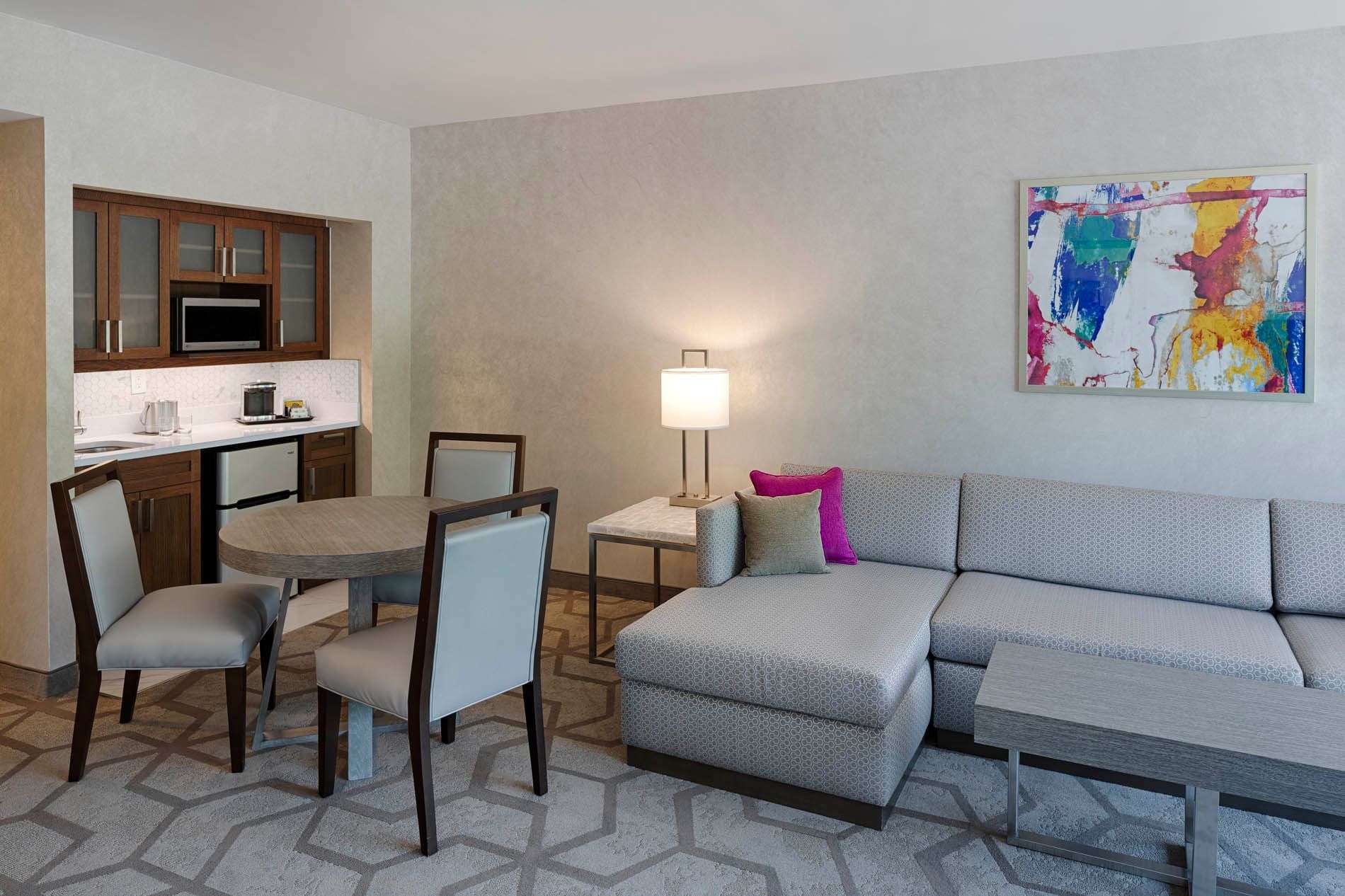 living area of  Kingsley suite at the Kingsley Bloomfield Hills