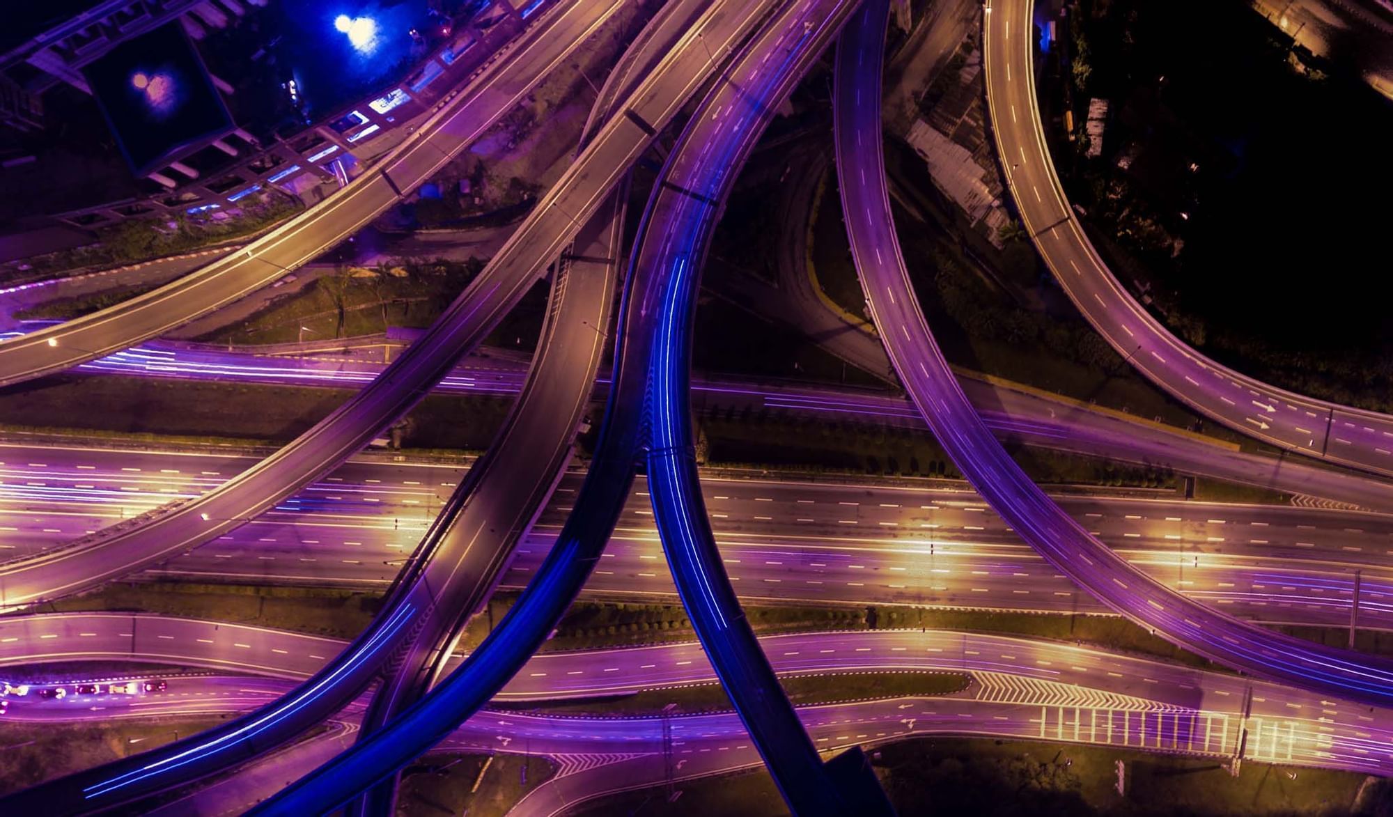 Aerial view of Petaling Jaya road at night Sunway Resort