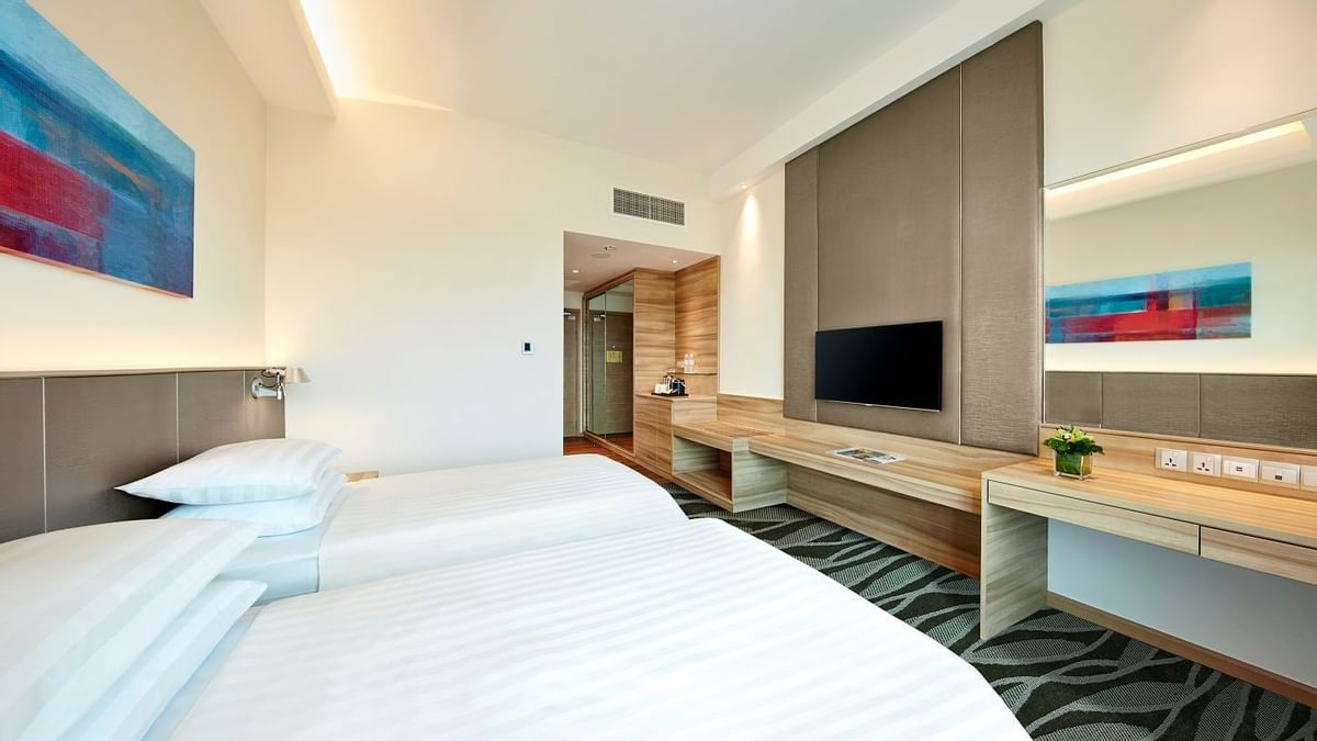 Mini coffee station with black kettle and cups in Two Bedroom Family Suite at Sunway Hotel Big Box