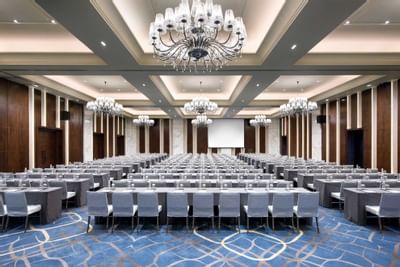 Seating arrangement in Grand Ball Room at White Swan hotel
