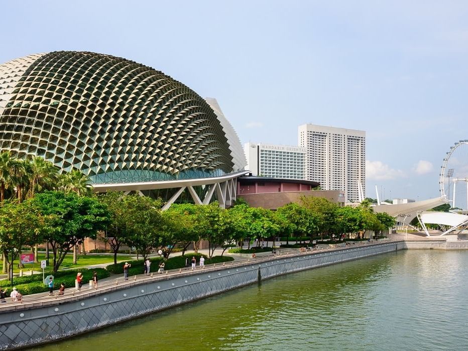 The iconic Esplanade & river near Carlton Hotel Singapore