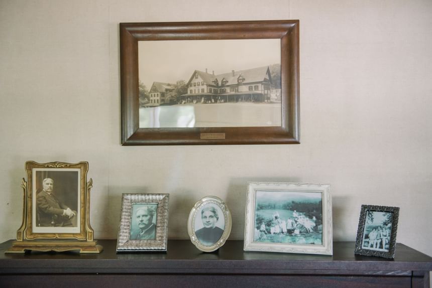 Old photos showing the history of the hotel at Eagle Mountain