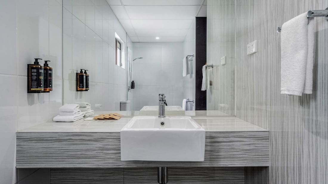 Modern expansive bathrooms and LED lighting throughout