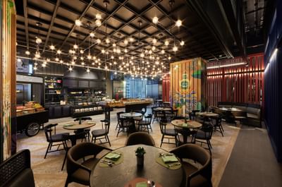 Restaurant dining set-up in The Market@5 at Eastin Grand Hotel Phayathai