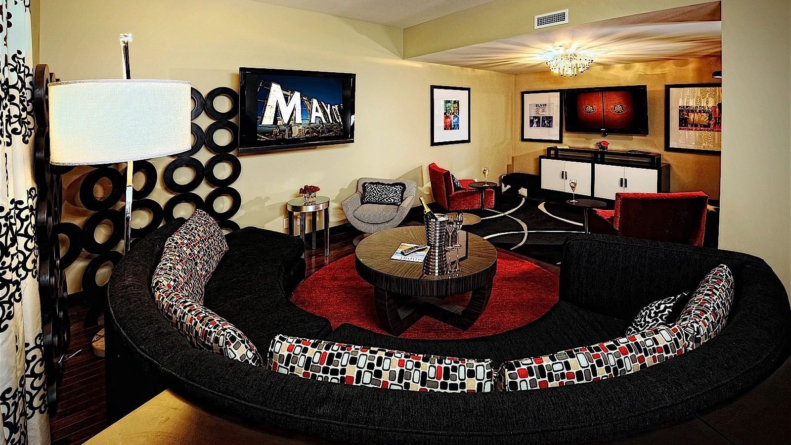 Living area with pantry in Celebrity Suite at The Mayo Hotel