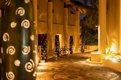 Walkway with decorations & lights at Cala de Mar