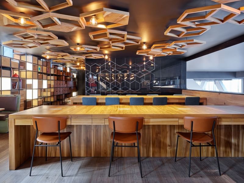 Modern Bar with honeycomb designs at La Colección Resorts