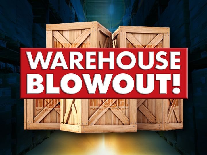 Warehouse Blowout Logo and Warehouse Crates