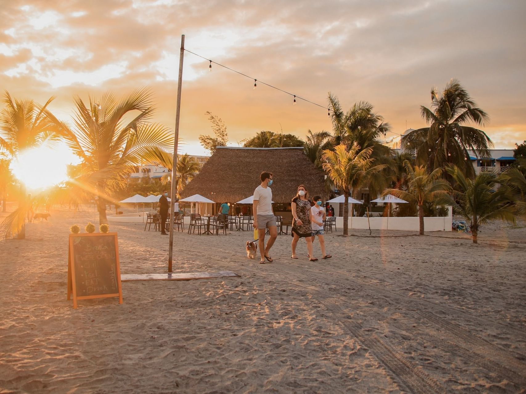 Bianca Beach Club at sunset near Playa Blanca Beach Resort