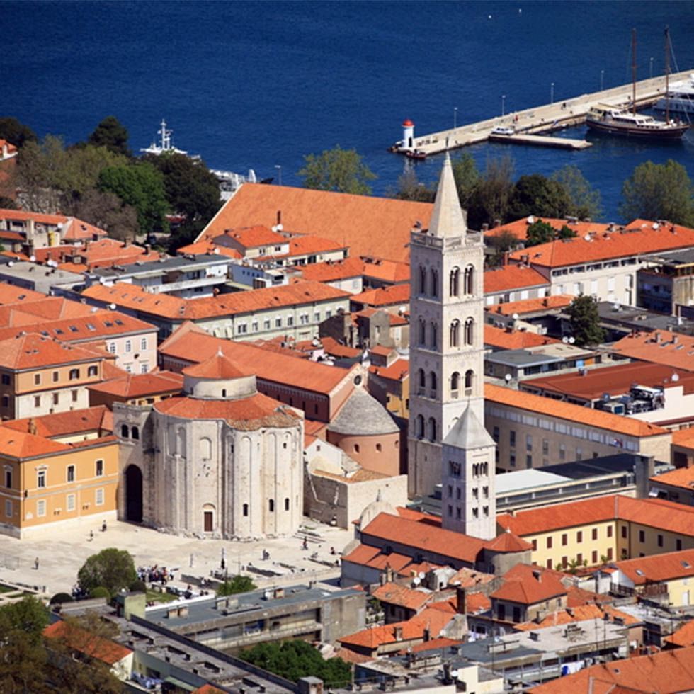 Aerial view of Zadar City & bay near Falkensteiner Family Hotel Diadora